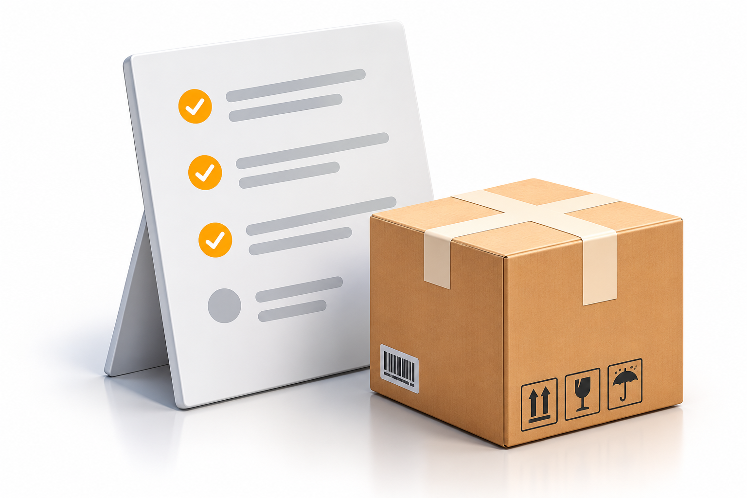 Shipment pickup order and cardboard box