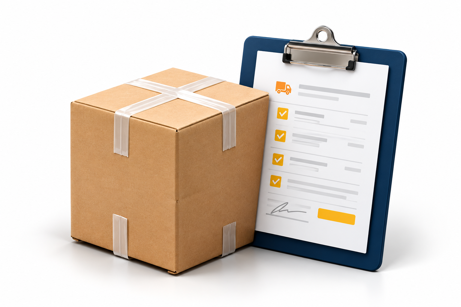 Delivery confirmation checklist and parcel