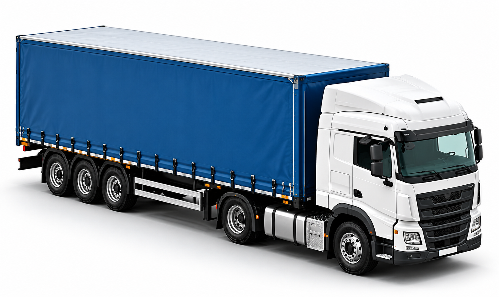 Blue logistics truck loaded for dispatch